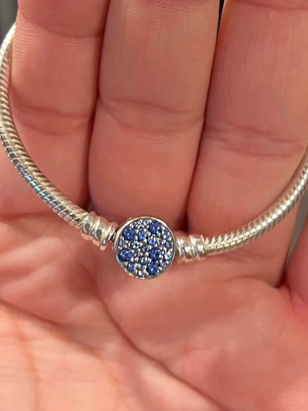 Pandora Silver blue  CZ Accent Cuff and Beaded Bracelet!
